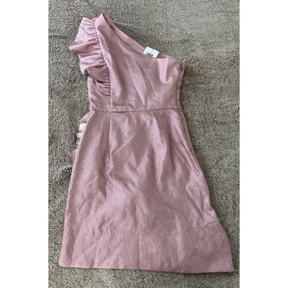 Topshop One Shoulder Glitter Textured Ruffled Mini Party Dress Pink Size 2 NWT - Picture 13 of 16